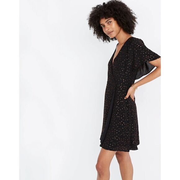 MADEWELL Cape-Sleeve Mini Dress in Metallic Dots Item AF239 Size 4 MSRP$ 148 - Picture 4 of 11